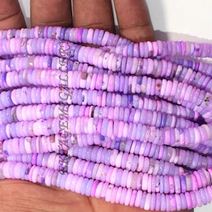 Lila rosa Opal Heishi Perlen: Glatte Edelstein Schmuckherstellung (7-8 mm, handgemacht, AAA Grade