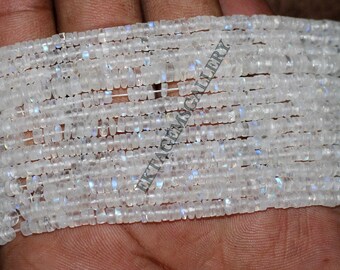 Rainbow Moonstone Heishi Beads: 3.5-4mm Smooth Tyre, 13" StrandValentine Day Gift For Her