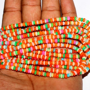 Beautiful Orange Mix Ethiopian Opal Gemstone Smooth Rondelle Beads Handmade Jewelry Christmas Gift For Her Welo Opal Beads Orange Opal Beads