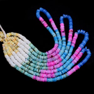 Gorgeous Multi Color Opal Gemstone Smooth Heishi Beads, 16&quot; 7-7.5MM Opal Smooth Heishi Tyre Beads, Jewelry Making Beads Christmas Gift