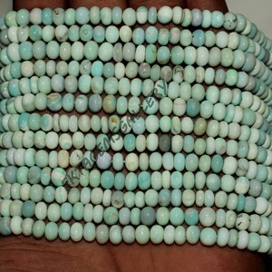 Peruvian Green Opal Rondelle Beads: Smooth Gemstone Beads, 16&quot; Strand