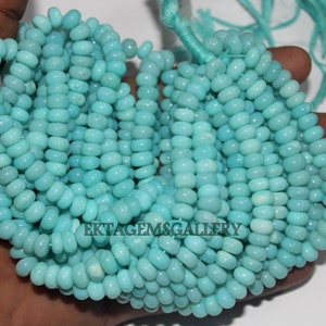 Sky Blue Opal Rondelle Beads: 8-9mm Gemstone Jewelry Making, 16&quot; Strand