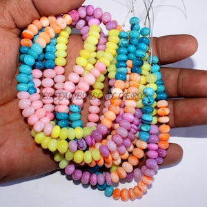 Multi Disco Opal Rondelle Beads: Rainbow Gemstone Jewelry Making, 7mm 16 Inch