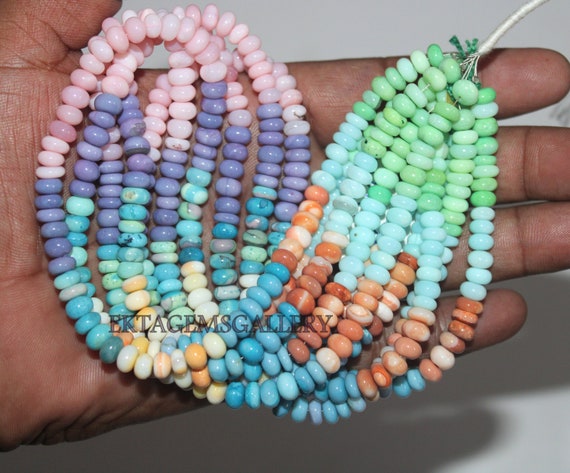 Multi Disco Opal Gemstone Smooth Rondelle Beads Size 