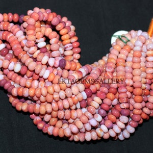 AAA Peach Opal Rondelle Beads: 7mm Smooth Gemstone Strand