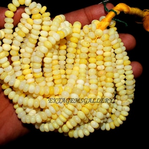 Opal Gemstone Smooth Rondelle Beads 16&quot; 7MM Yellow Shaded Opal Smooth Rondelle Beads Gift For Her Opal Necklace Making Craft Beads