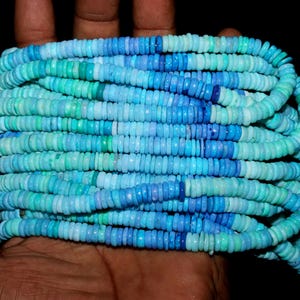 Denim Blau Grün Shaded Opal Edelstein Glatte Heishi Reifen Perlen, 16 &quot;7-8 MM Perlen Opal Glatte Heishi Perlen für personalisierte Schmuck machen
