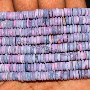 Lavendel-Pink-Opal-Heishi-Perlen: 6.5-7 mm glatte Münzscheiben, 16 &quot;Strang