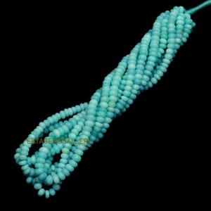Aqua Opal Rondelle Beads: Smooth Gemstone DIY Jewelry (6.5-7mm)Valentine Day Gift For Her