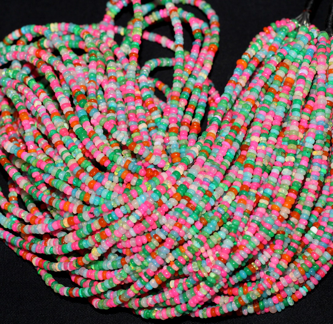 Buy Pink Green Mix Ethiopian Opal Gemstone Smooth Rondelle Shape Online