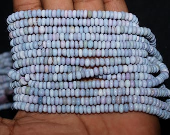 Perle di opale per la creazione di gioielli personalizzati. Perle rondelle di opale lavanda da 5,5 mm, filo da 40 cm. Regalo di San Valentino per lei.