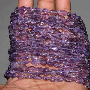 Brazil Amethyst Gemstone Smooth Oval Beads 14&quot; 7x9 MM Approx Blue Oval Beads for Jewelry Making Beads Amethyst Beads For Necklace Making