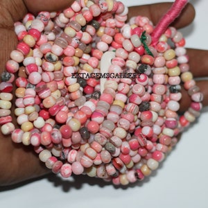 Natural Pink Orange Mix Shaded Opal Smooth Rondelle Beads,7.5-8MM Beads,DIY Personalized Beads, Jewelry Making Beads,Handmade Jewelry