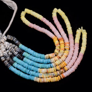 Amazing Multi Color Opal Gemstone Smooth Heishi Beads, 16&quot; 7-7.5MM Opal Smooth Heishi Tyre Beads, Jewelry Making Craft Gift For Her,