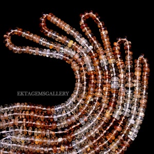 AAA Quality Brown Shaded Topaz Gemstone Smooth Rondelle Beads,7MM Size,16&quot; Strand,High-Quality Jewelry Making Craft Handmade Jewelry