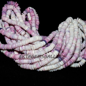 Lila Lavendel-Opal Heishi-Perlen: 7-7.5 mm Scheibenperlen, 16 &quot;Strang
