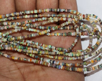 Flashy Ethiopian Opal Smooth Rondelle Shape Beads, 17" 2.5-3MM Ethiopian Opal Gemstone Plain Rondelle Beads, Christmas Gift, Welo Opal Beads