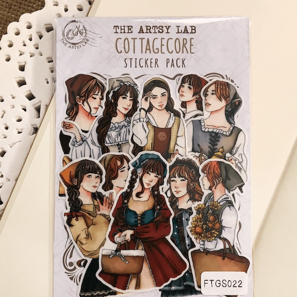 Cottagecore Girl Sticker | Aesthetic | Vintage | Die-Cut Sticker | Bujo | Journal | Planner | Scrapbook | The Artsy Lab