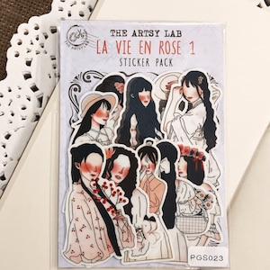 La Vie en Rose Adesivi estetici per ragazze carine 10 pezzi, diario vintage, minimalisti, adesivi per pianificatore fustellati, diffusione di album di ritagli Bujo, TheArtsyLab