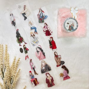 Cinta adhesiva washi mate con diseño navideño de invierno, estilo vintage, para diario creativo estético, para planificador, para álbum de recortes, TheArtsyLab Brownpaperkit