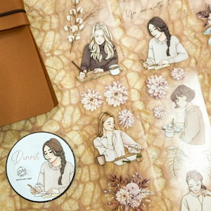 Diarista Floral PET Washi TAPE, Diario Vintage, Diario Creativo Estético, Planificador Moderno, Pegatina, Difusión de Álbum de Recortes, TheArtsyLab