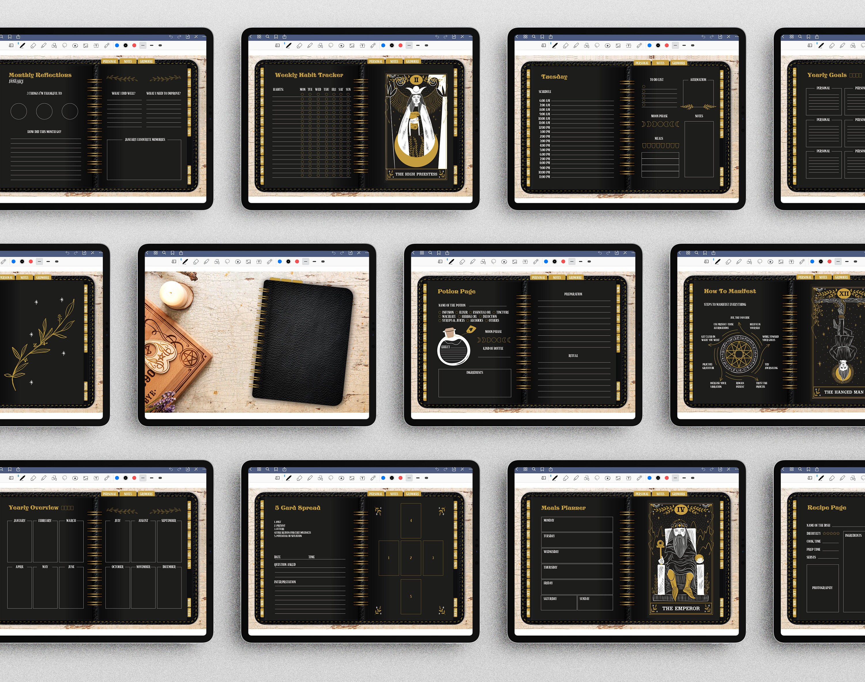 Witch Digital Planner | Undated Hyperlinked iPad Tablet Witchcraft ...