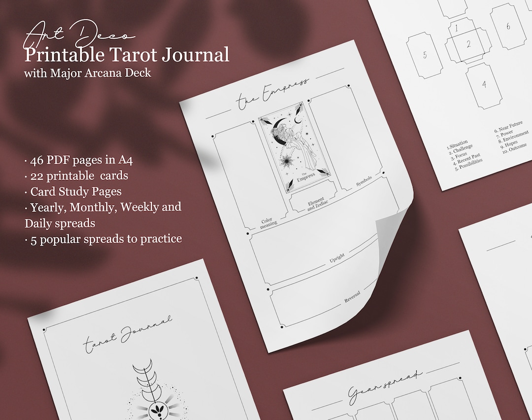 Printable Tarot Journal, Tarot Spreads PDF, Printable Tarot Deck, Tarot ...