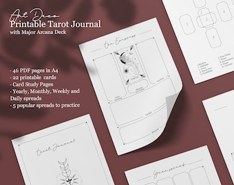 Printable Tarot Journal, Tarot Spreads PDF, Printable Tarot Deck, Tarot Diary