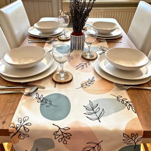 Floral Table Runner | Abstract Runner | Contemporary Tablecloth | Modern Home Textile | Flower Branches Table Cover | Console Runner