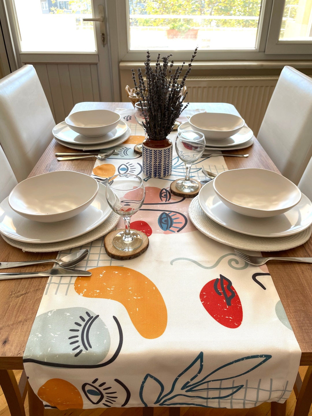 Contemporary Portrait Table Runner | Abstract Face Painting | Modern ...
