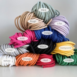 5-6 mm Braided Cotton Craft Rope for Macrame, Decorative Rope for Sewing, DIY Rope for Coasters Mats, Basket Yarn With Colour Variations