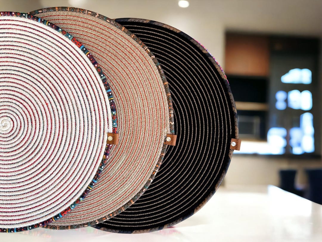Color Mix Rope Placemats | Handmade Round Table Mats | Boho Neutral ...
