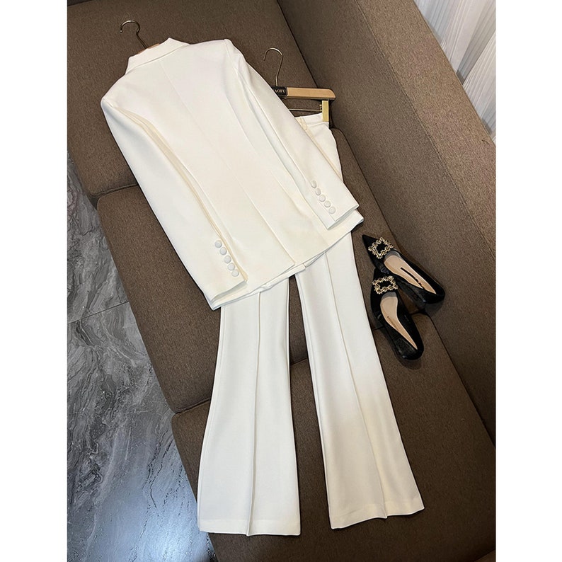 White Black Blazer Pants Suits for Women Office Trousers Suit Etsy