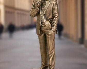 Figurine de Charles Aznavour, statue en bronze, chanteur français, sculpture de 19 cm en marbre coulé, légende de la musique, objet de collection, décoration intérieure, cadeau pour les fans de chanson.