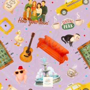 Friends TV Show Seamless Pattern: 90s Sitcom Fabric (Digital Download)