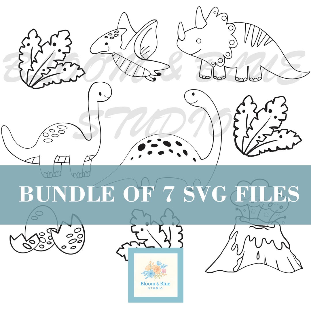 Cute Dino SVG Bundle – 7 Dinosaur Designs for Cricut, Kids Crafts & T ...