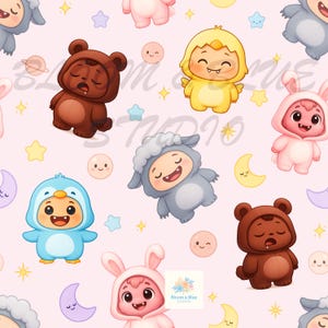 Labubu Seem Less Pattern Design Cute Animals Monster Seamless Pattern, Magical Labubu Design, Repeating ...