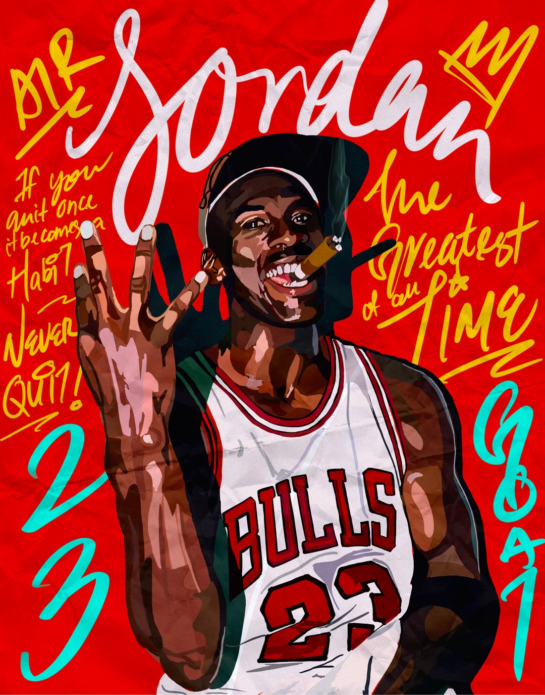 Michael Jordan Digital Art MJ 4th Ring Digital File JPEG Etsy