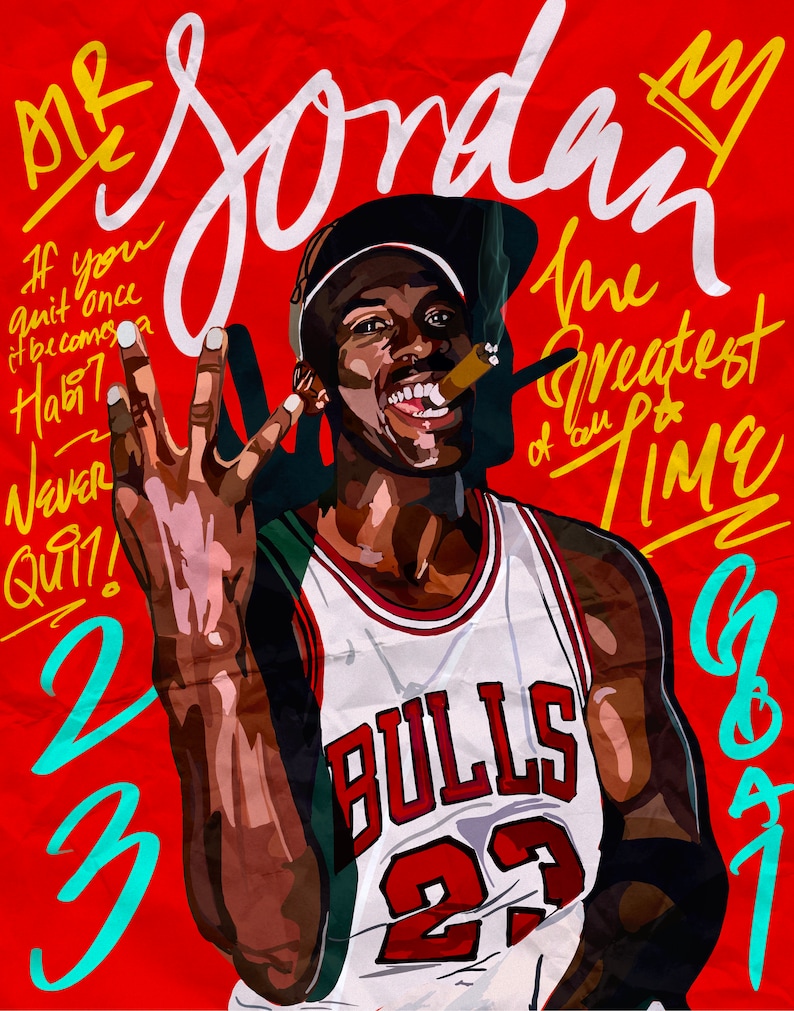 Michael Jordan Digital Art MJ 4th Ring Digital File JPEG Etsy