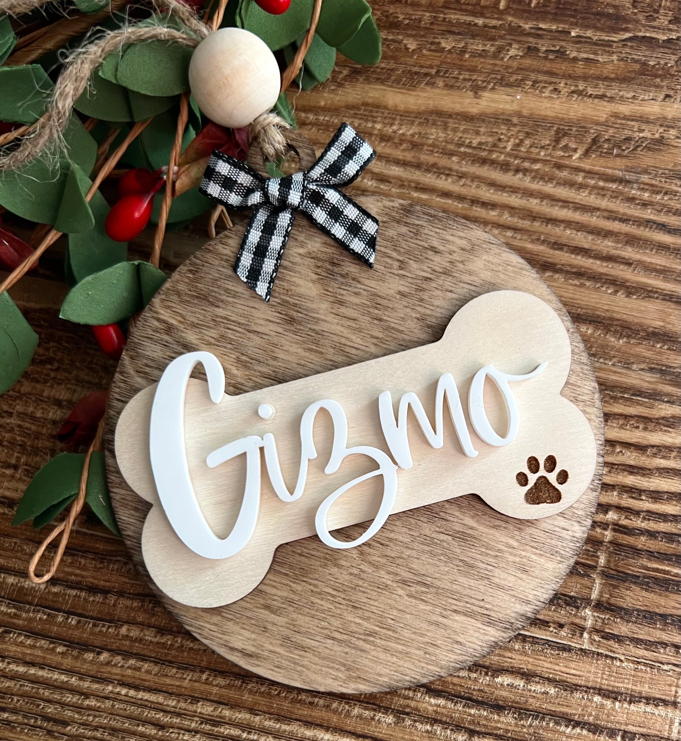 Personalized Pet Memorial Ornament: Engraved Dog Cat Name, Christmas Ornament
