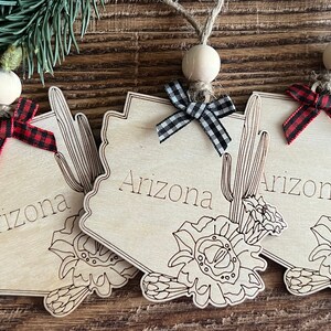 Arizona ornament, Arizona Christmas ornament, AZ ornament, Cactus ornament, Arizona cuttout, Arizona Christmas, Gift tag, Arizona gift