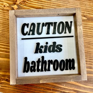 Let op kinderbadkamer, badkamerbord, grappig badkamerbord, kinderbadkamerbord, waarschuwingen kinderbadkamerbord
