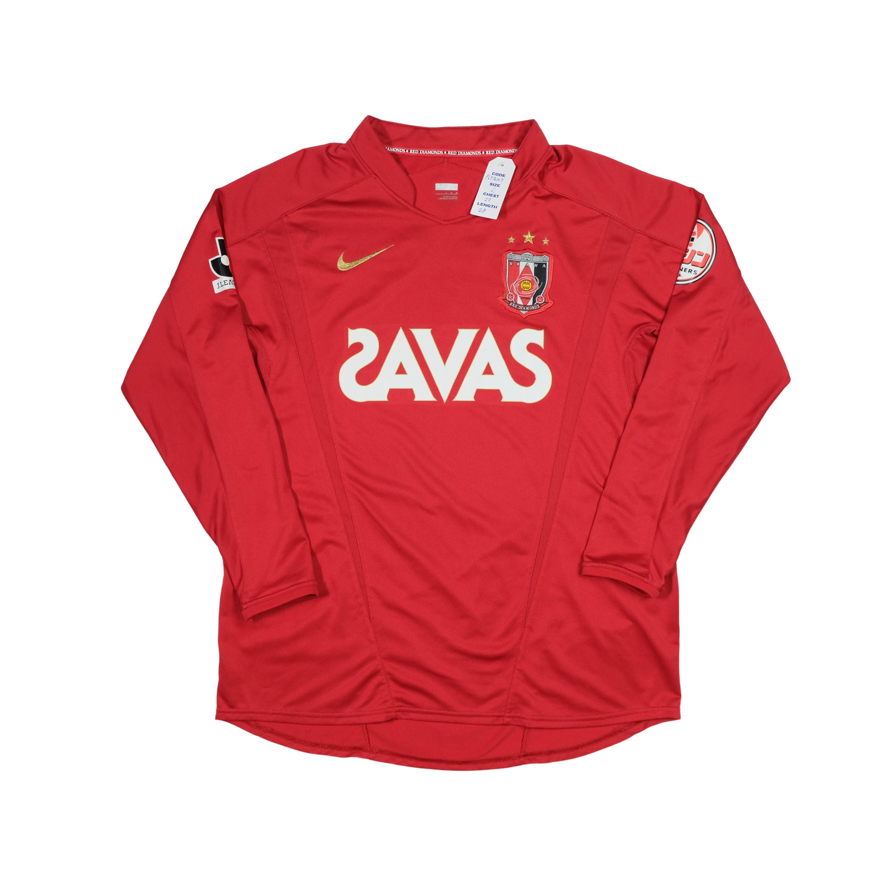 Urawa Red Diamonds Home football shirt 2004. Sponsored by Mitsubishi
