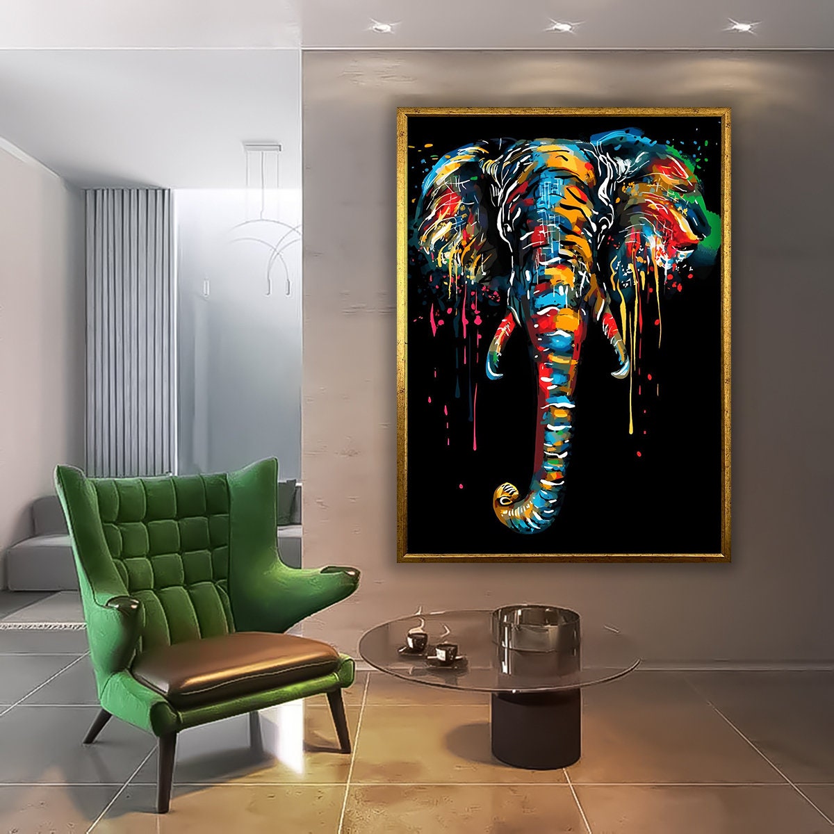 Colorful Elephant Painting Etsy