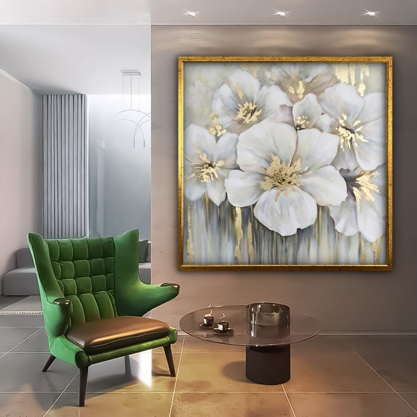 Gold Floral Wall Art Etsy