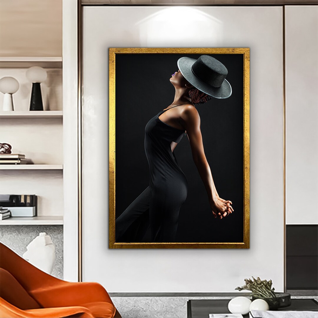 Woman Silhouette Canvas Black Woman in Hat Art Artistic Etsy Canada