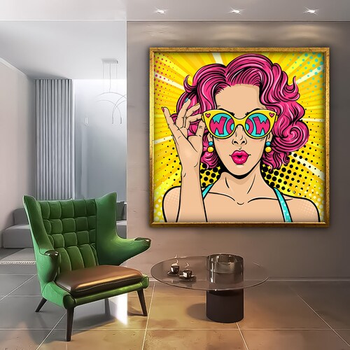 Pop Art Wall Art Comic Pop Art Woman WOW Omg Shock Comic Etsy