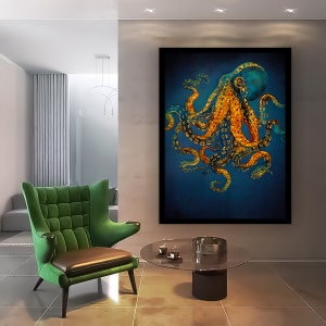 Octopus Wall Art Abstract Canvas Modern Wall Decor Animal - Etsy