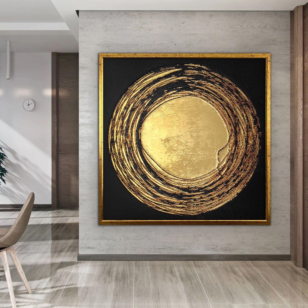 Round Circles Abstract Canvas Gold Abstract Canvas Print - Etsy