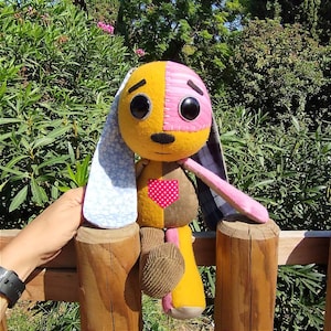 Lost ollie plush rag doll rabbit patchwork